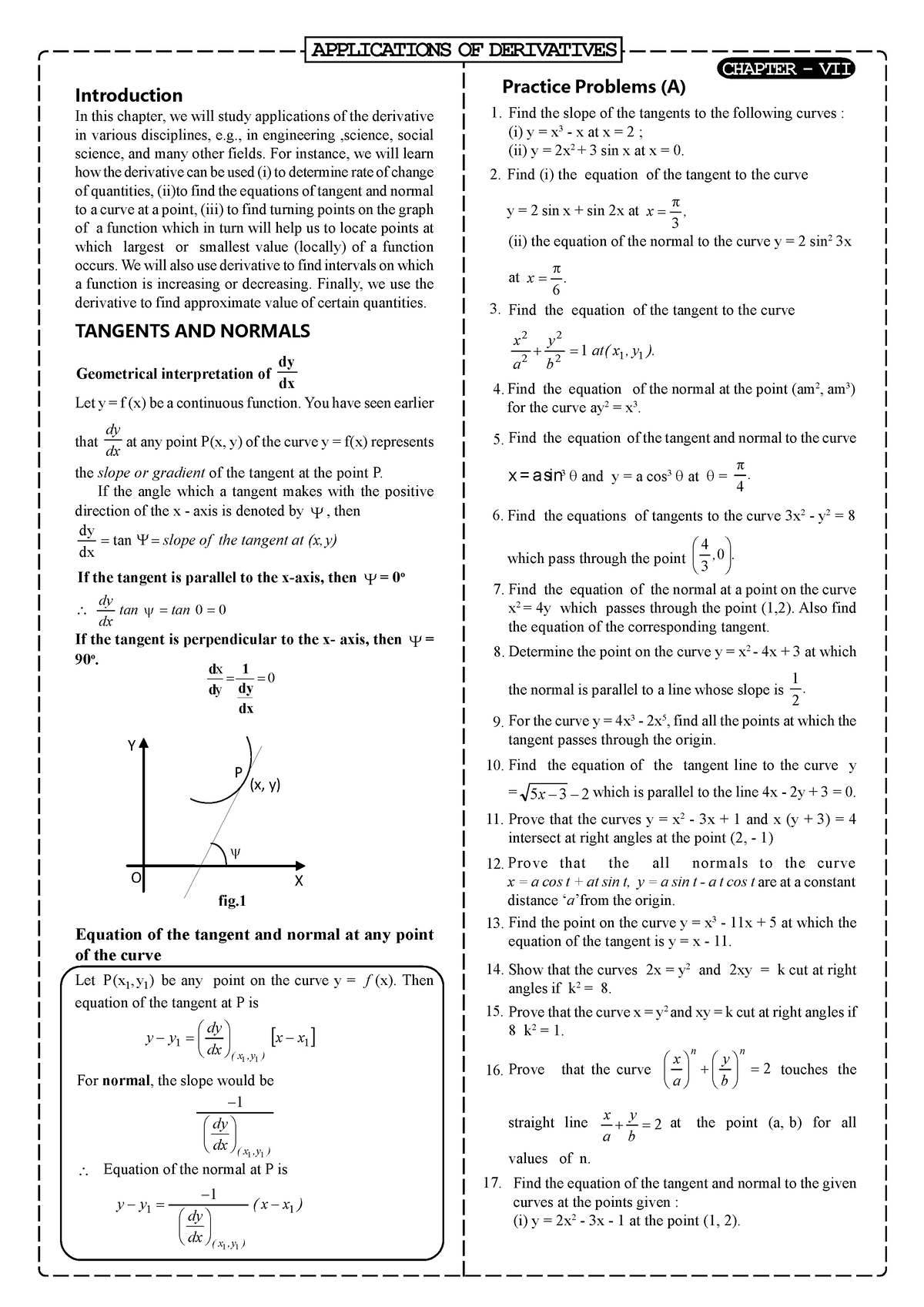 case study questions from application of derivatives