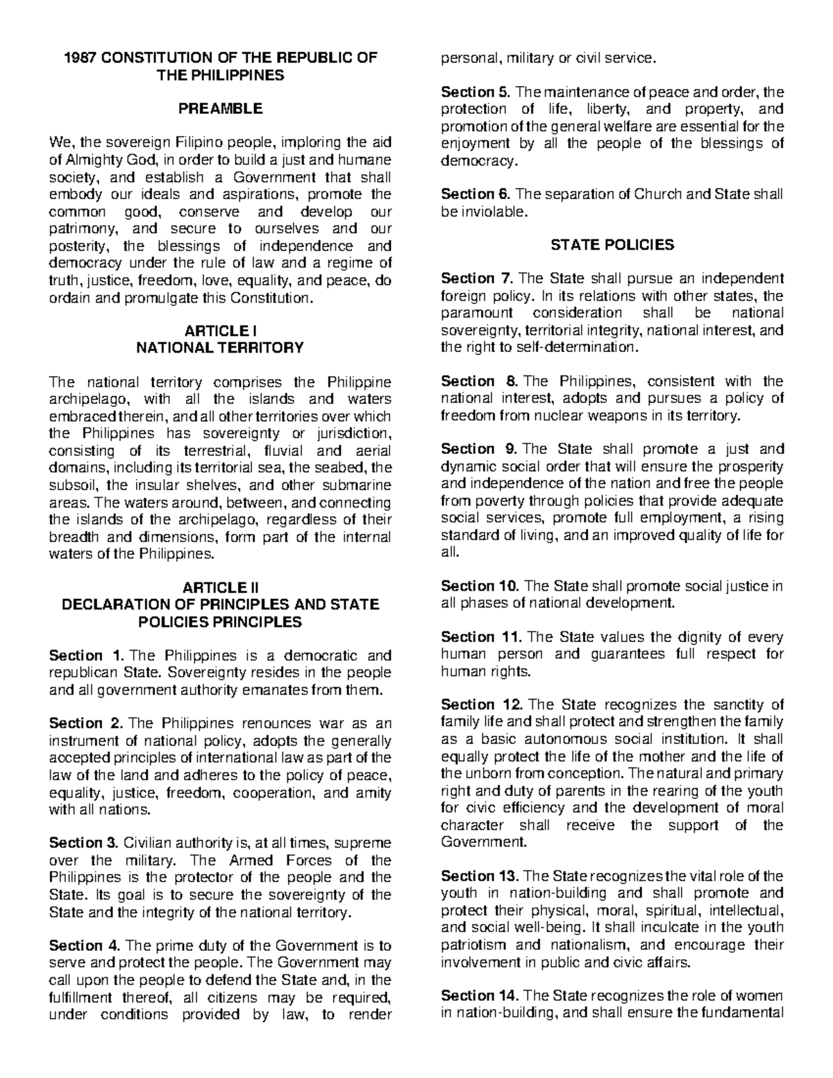 PH- Consti - ... - 1987 CONSTITUTION OF THE REPUBLIC OF THE PHILIPPINES ...