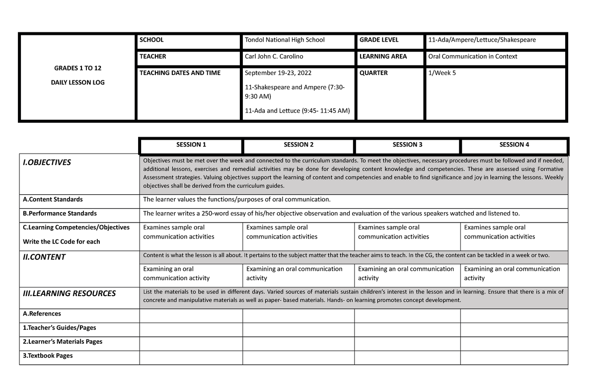 OC Q1 W5 - This material will be used for demo teaching. - GRADES 1 TO ...