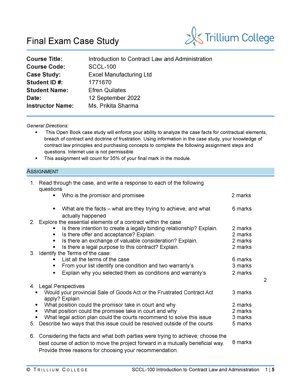 law case study exam