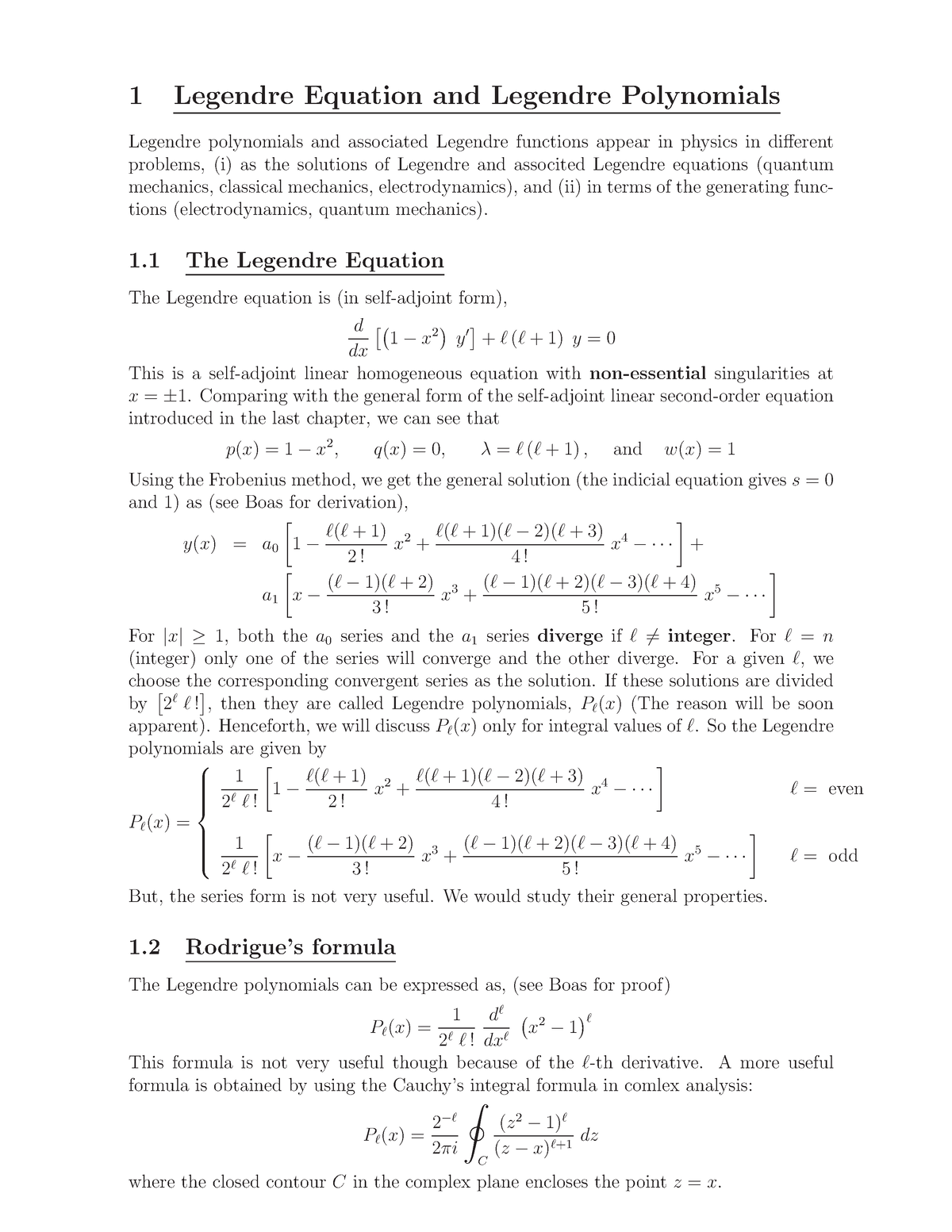 Legendre 1 The Legendre Equation The Legendre Equation Is In Self Adjoint Form D Dx 12 X 2