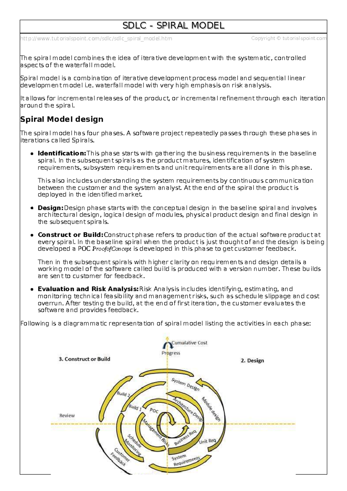 Sdlc spiral model - Software engineering notes - tutorialspoint/sdlc ...