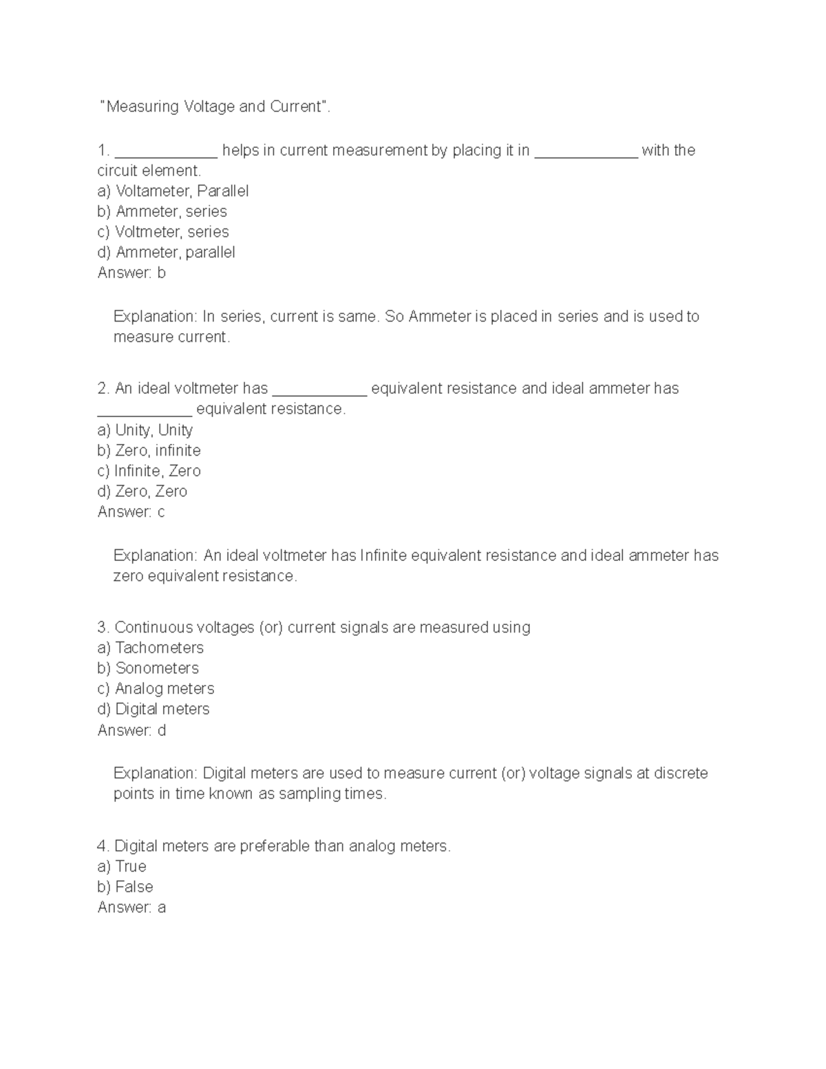 Electric Circuit - “Measuring Voltage And Current”. ____________ Helps ...