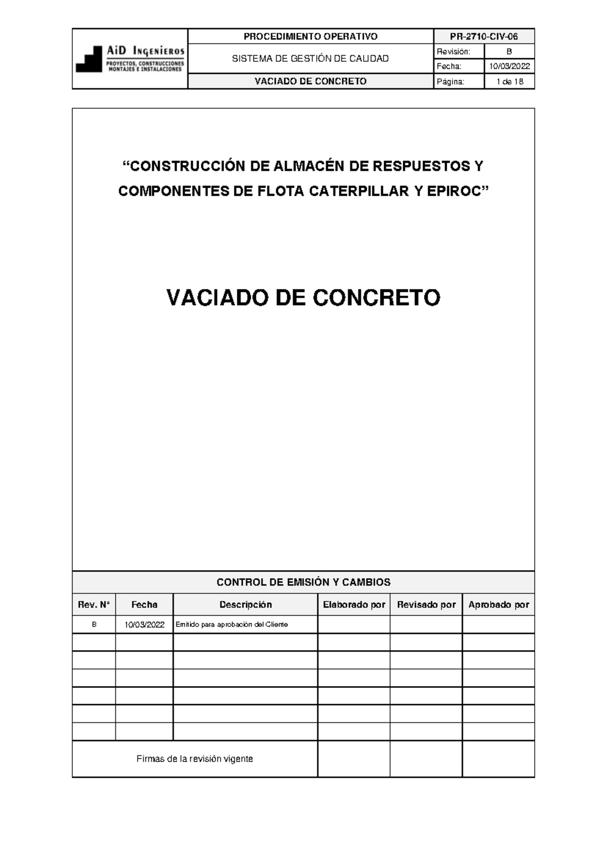 Vaciado de Concreto - Es un Procedimiento de Trabajo en obra - SISTEMA ...