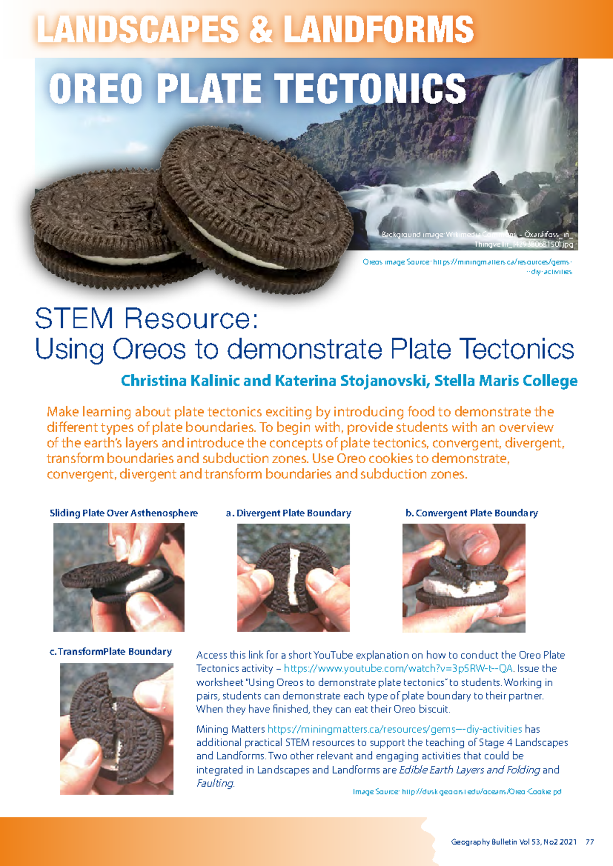 Oreo Cookie Plate Tectonics Lab Geography Bulletin Vol 53, No 2 2021 77 LANDSCAPES & LANDFORMS