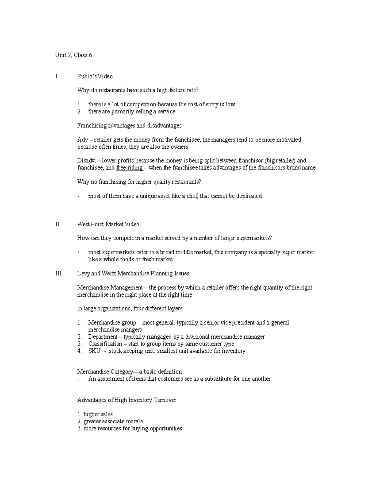 Unit 2, Class 6 Lecture notes - Unit 2, Class 6 I. Rubio’s Video Why do ...
