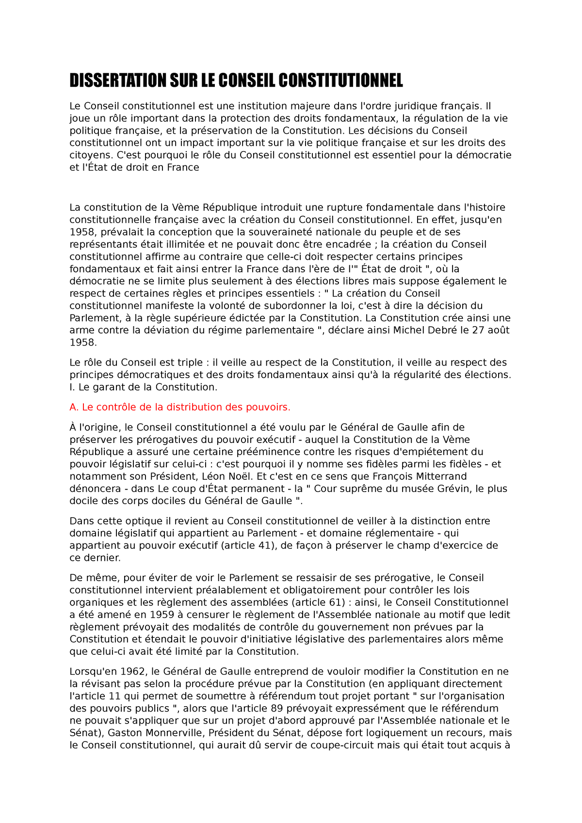 dissertation conseil constitutionnel