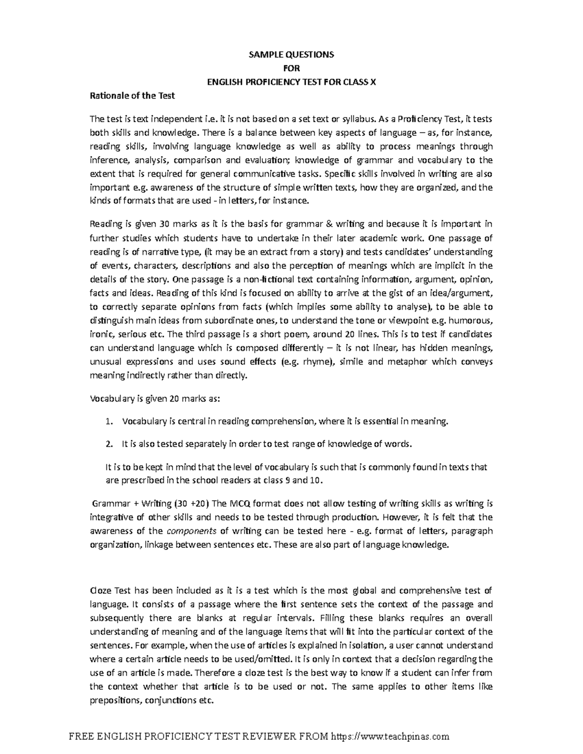 Sample EPT with Answers Part 2 (www - SAMPLE QUESTIONS FOR ENGLISH ...