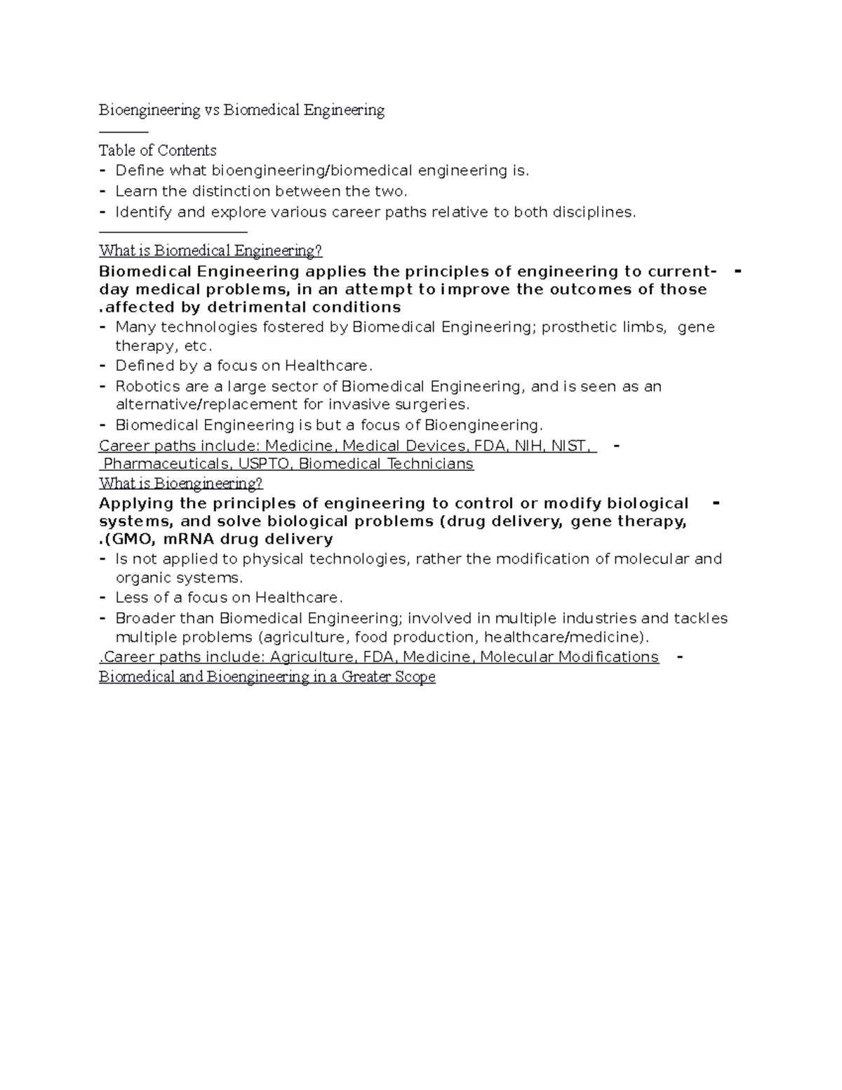 Bioengineering vs Biomedical Engineering for 8 30 2023 Lecture (BENG ...