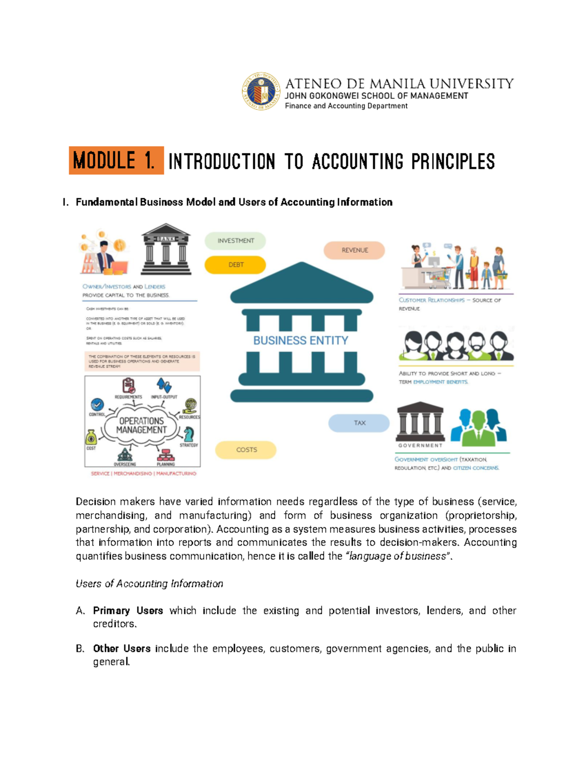 Module 1. Introduction To Accounting Principles - I. Fundamental ...