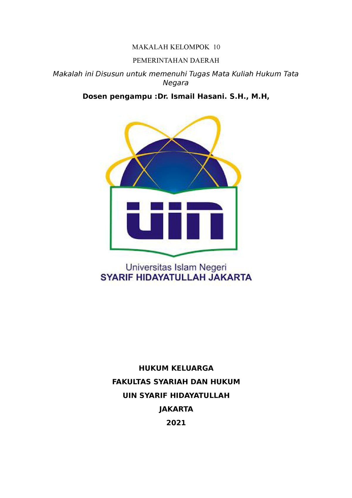 HTN 6 - Hukum Tata Negara - MAKALAH KELOMPOK 10 PEMERINTAHAN DAERAH ...