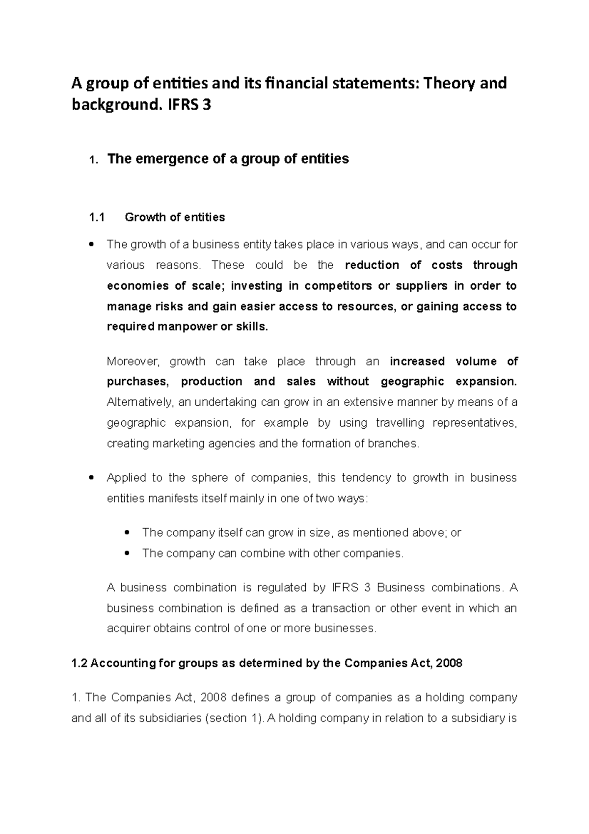 Week 5;A group of entities and its financial statements - A group of ...