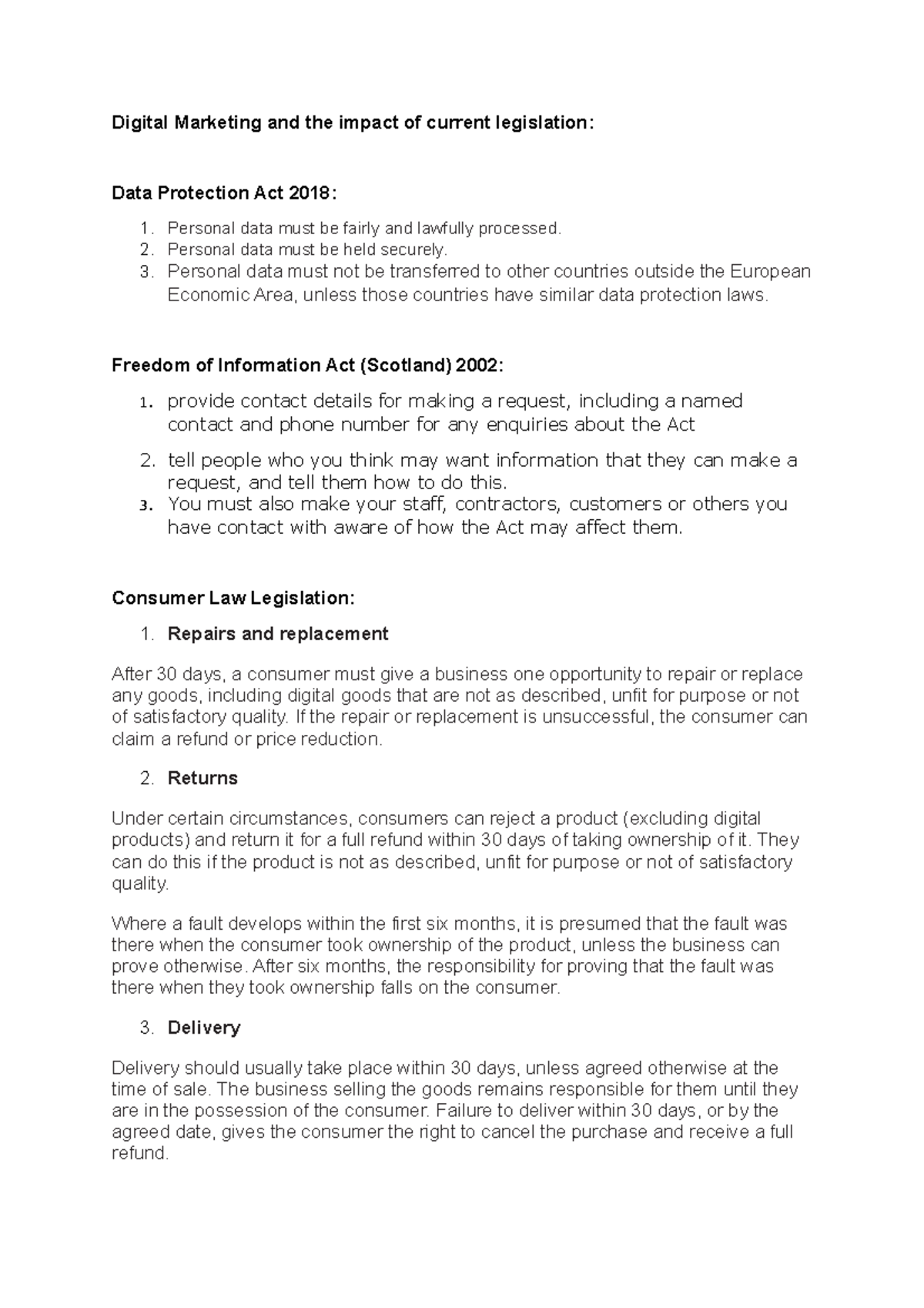 Digital Marketing and the impact of current legislation - Personal data ...