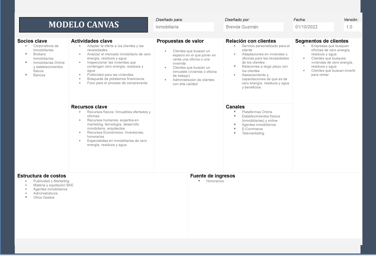 Foro Canvas - 2021 - Diseñado para:Diseñado por:Fecha:Versión: Inmobiliaria  Brenda Guzmán 01/10/2022 - Studocu