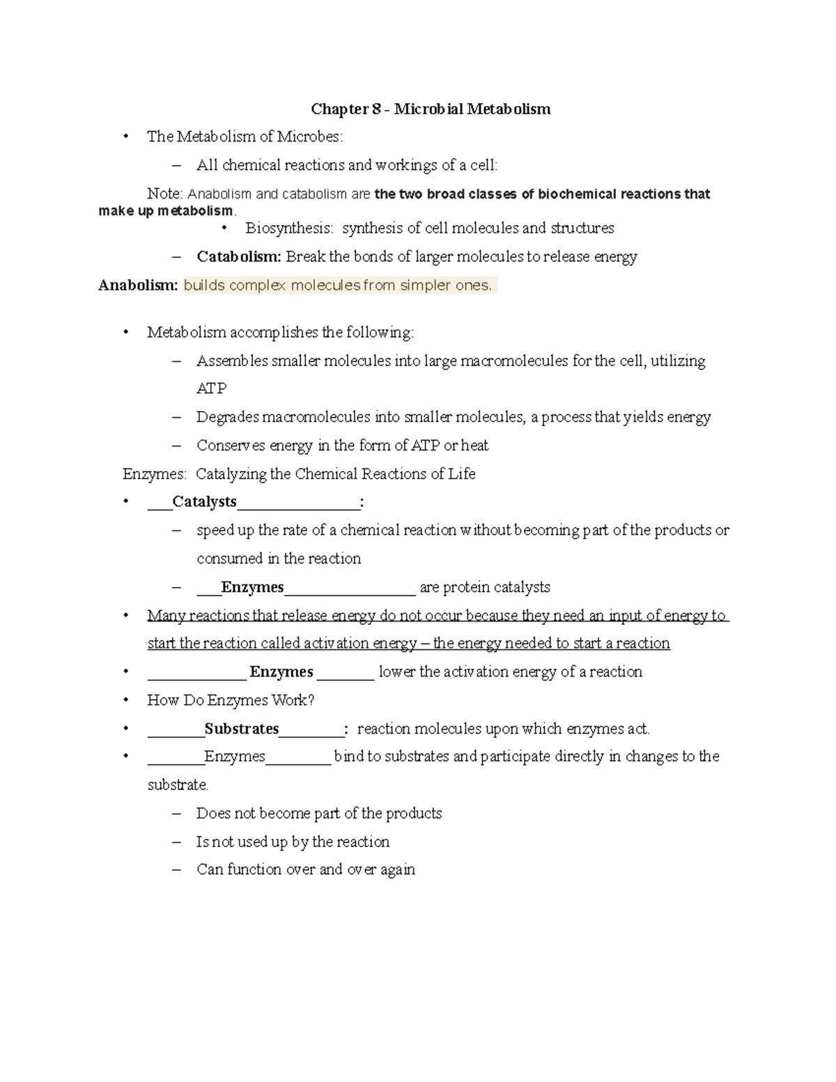 Chapter 8 - Microbial Metabolism.student(2) Copy - Chapter 8 ...