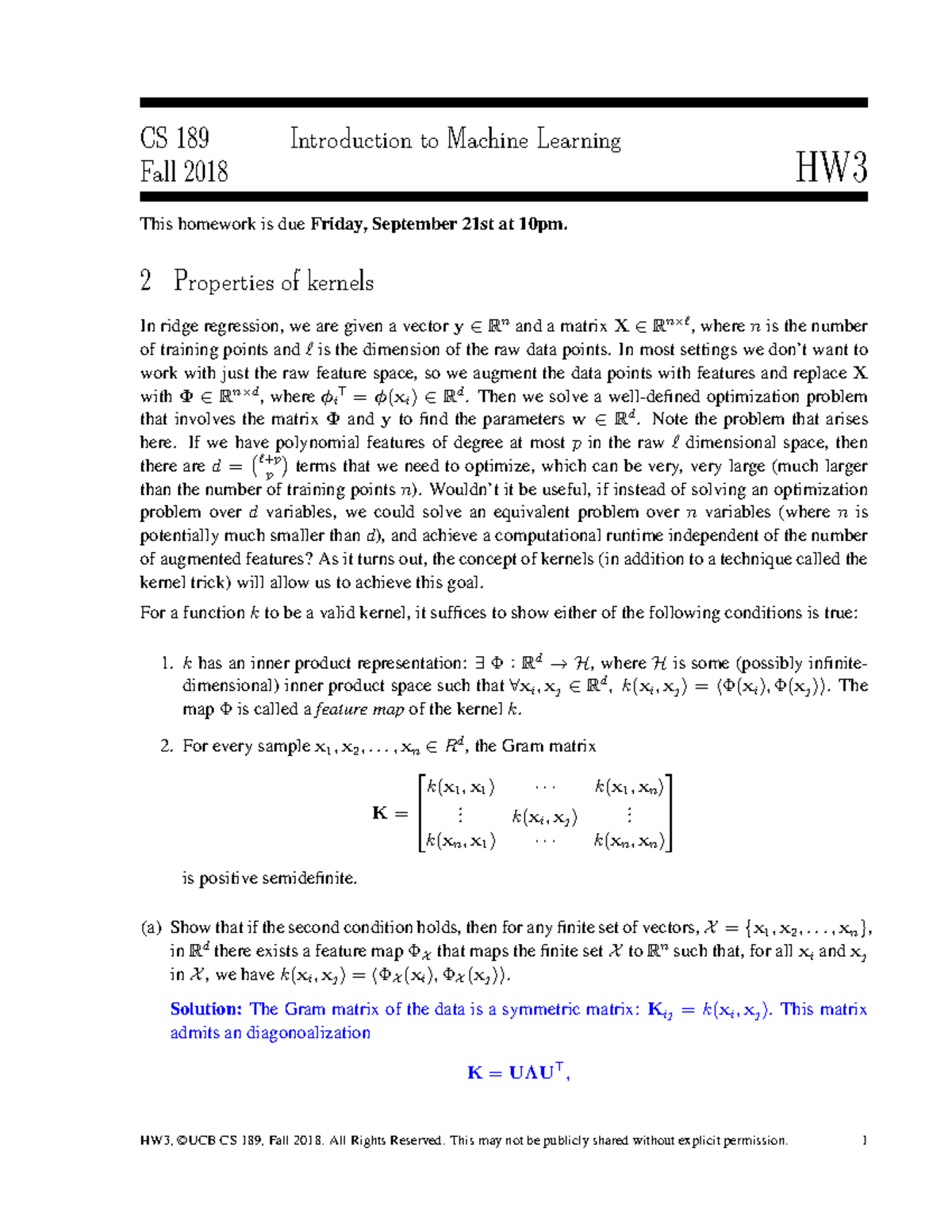 The Homework 3 Solution Answer Key Guide - CS 189 Introduction To ...