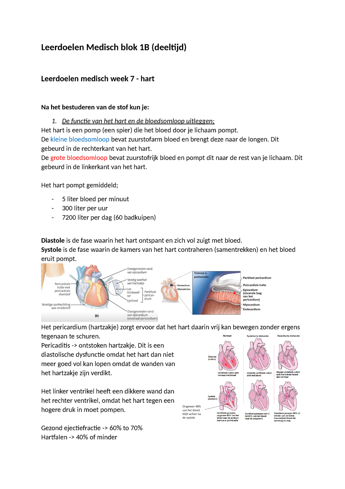 Leerdoelen Medisch Blok 1B Week 7 - Hart - Leerdoelen Medisch Blok 1B ...