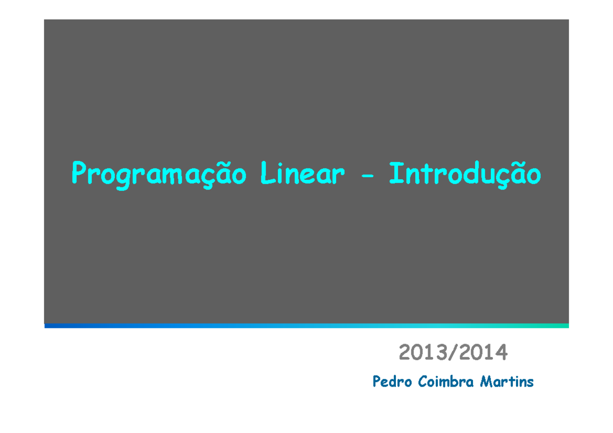 Programação Linear - Módulo 1 - - Studocu