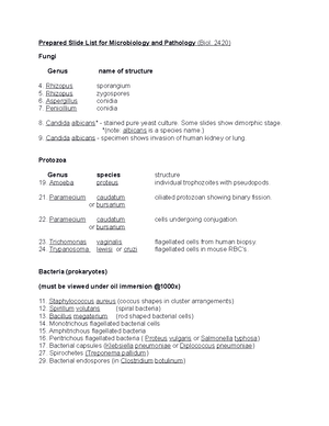 BIOL 2420 Study Guide For Lab Practical - BIOL 2420 Study Guide For Lab ...