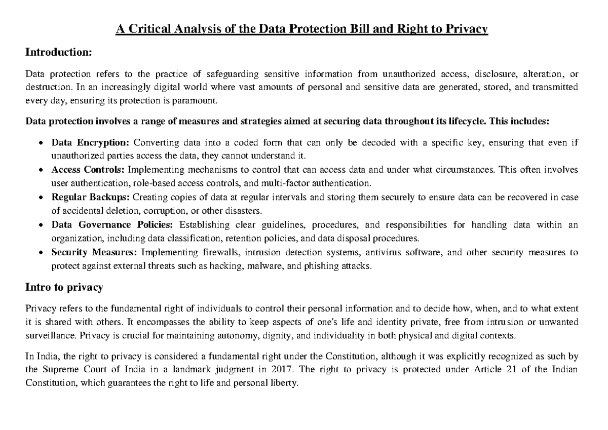 Presentation - ...... - A Critical Analysis of the Data Protection Bill ...