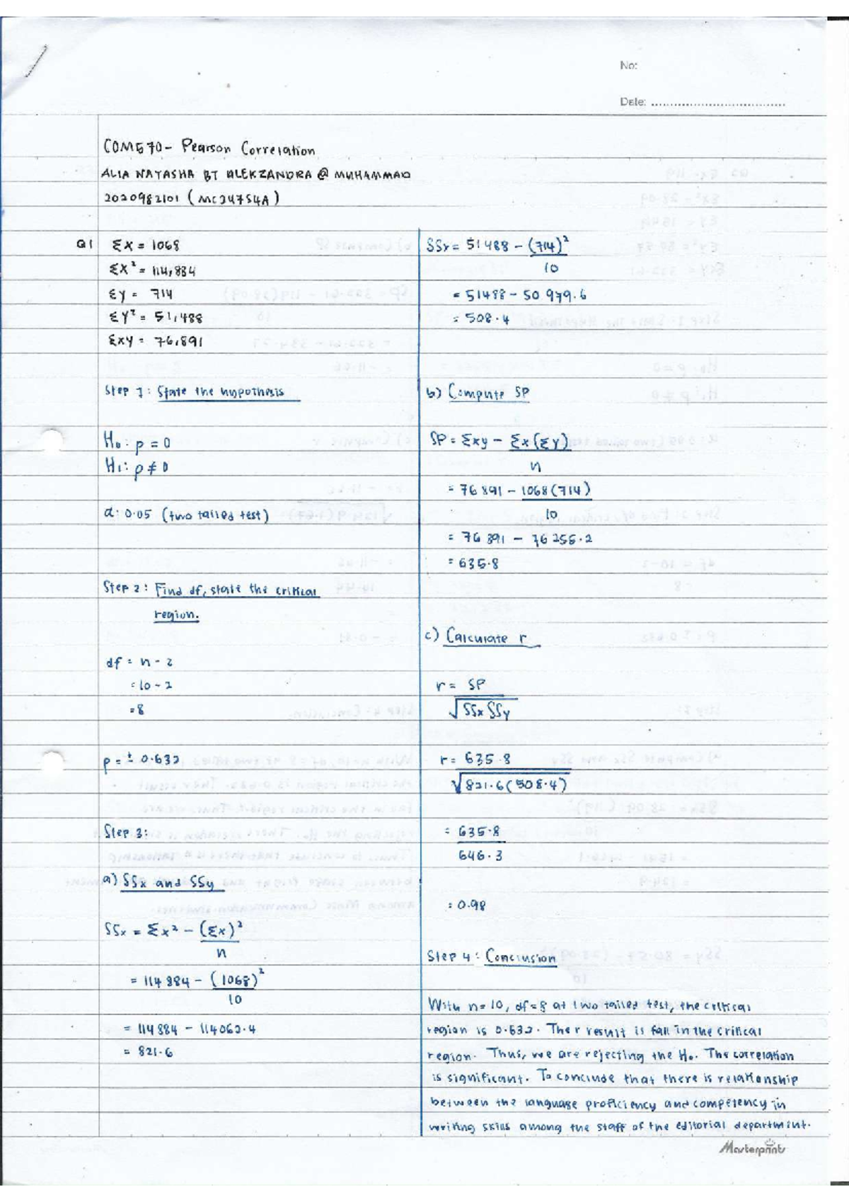 Pearson Correlation - Statistics - Studocu
