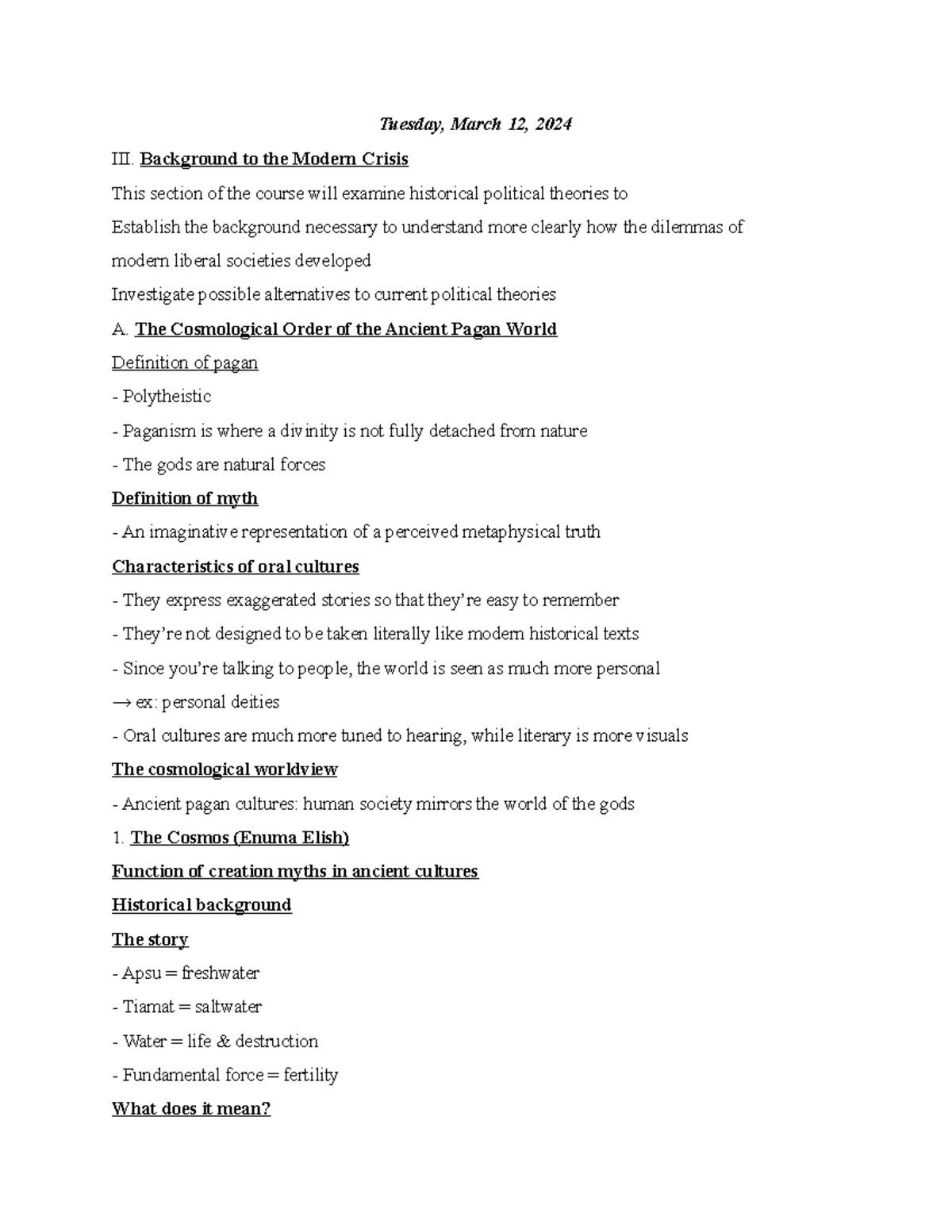 Poli theory notes - Tuesday, March 12, 2024 III. Background to the ...