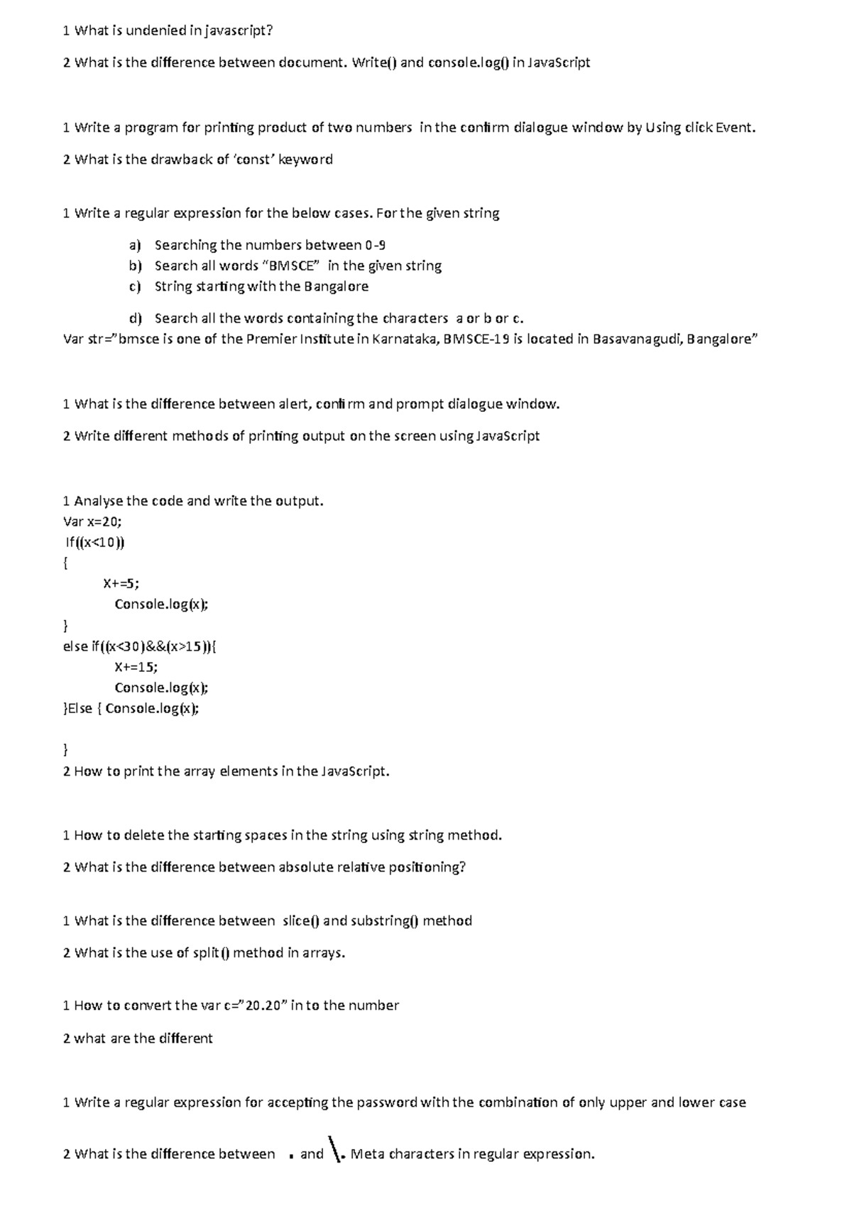 Viva - WTA lab viva questions - 1 What is undenied in javascript? 2 ...