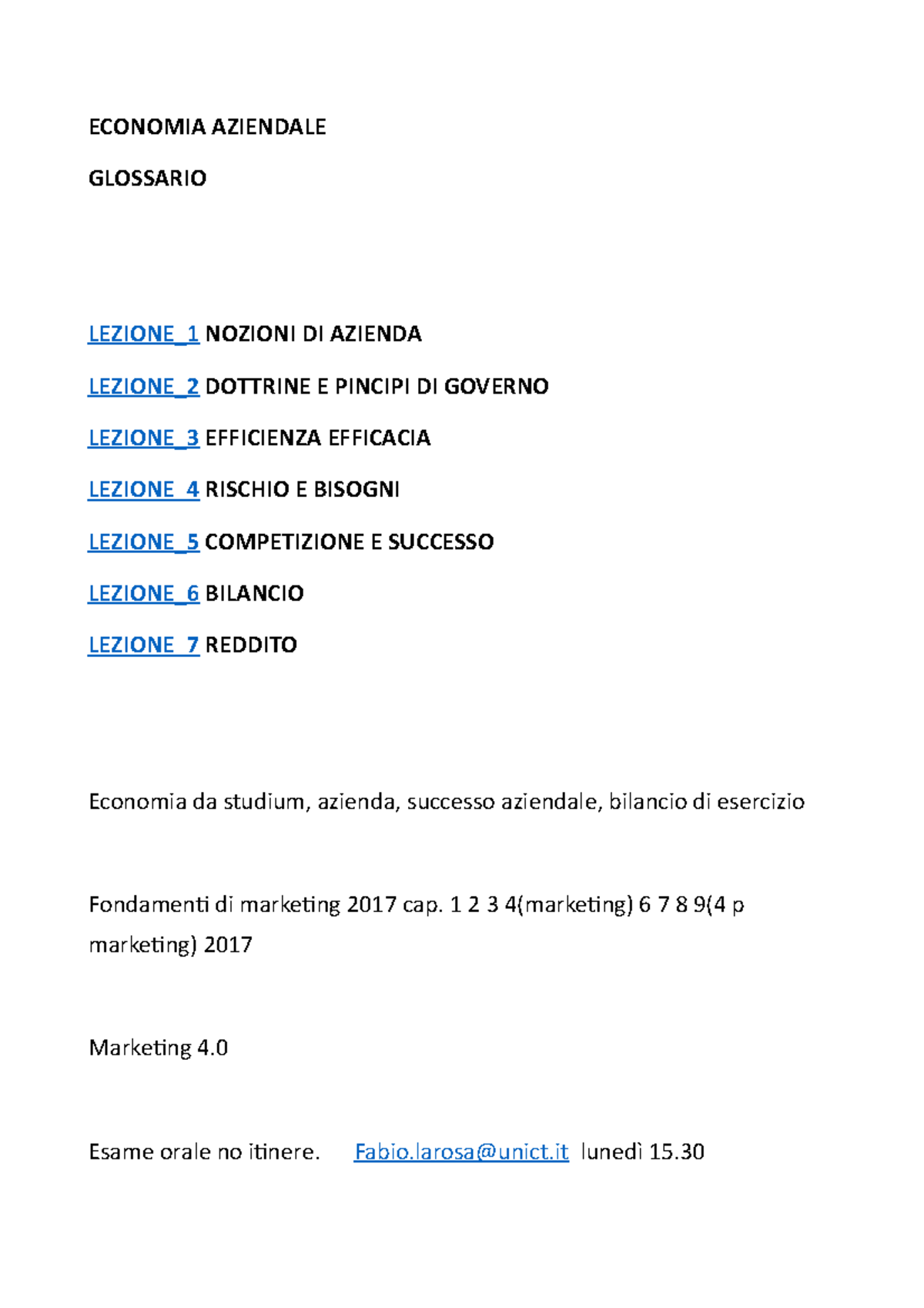 Economia Aziendale - Appunti - ECONOMIA AZIENDALE GLOSSARIO LEZIONE_1 ...