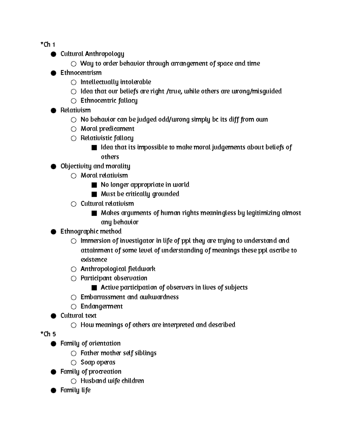 Exam 1 Review - *Ch 1 Cultural Anthropology Way to order behavior ...