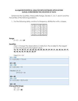 Activity 2 ( Acctged 22) - AcctgEd 22 STATISTICAL ANALYSIS WITH ...