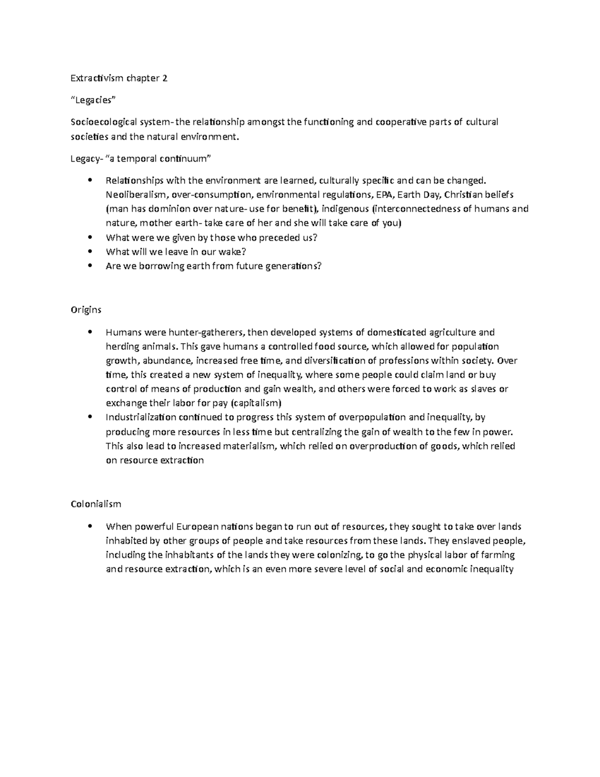 Understanding Extractivism Ch. 2 - Extractivism chapter 2 “Legacies ...