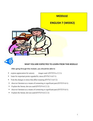 English 7 Module WEEK1 - MODULE 1 ENGLISH 7 WHAT YOU ARE EXPECTED TO ...