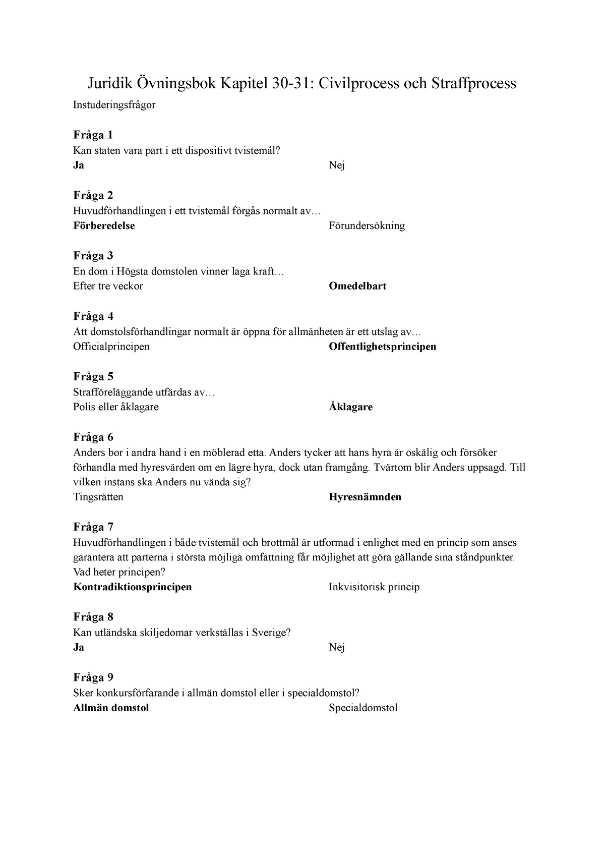 Juridik Övningsbok Kapitel 30-31 Civilprocess Och Straffprocess ...