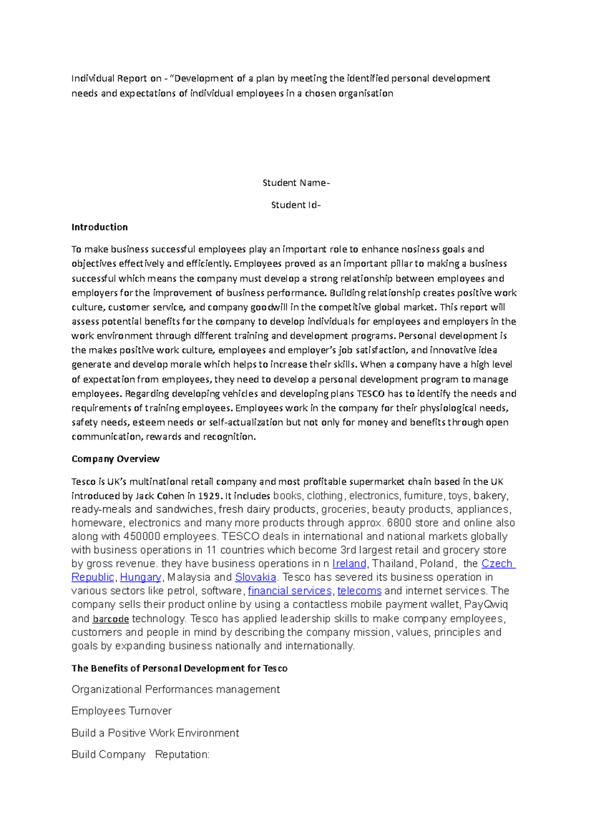 Individual Report on - diseertation - Individual Report on ...