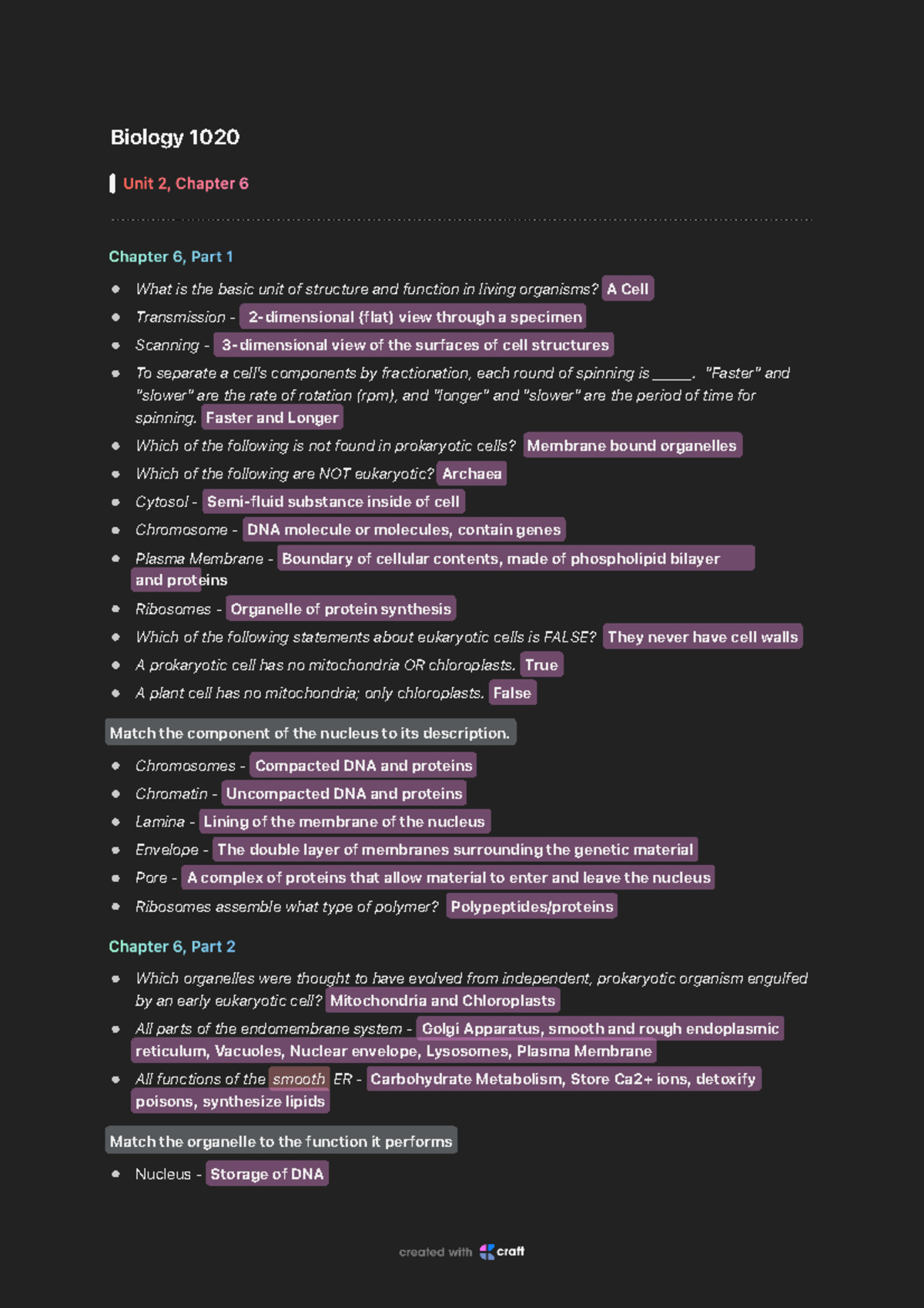 Biology 1020 - Notes - Biology 1020 Unit 2, Chapter 6 Chapter 6, Part 1 ...