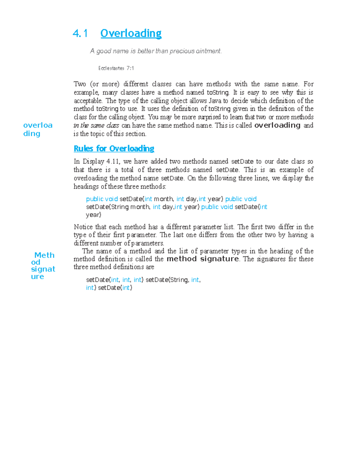 Overloading - Ecclesiastes 7: overloa ding Meth od signat ure Two (or ...