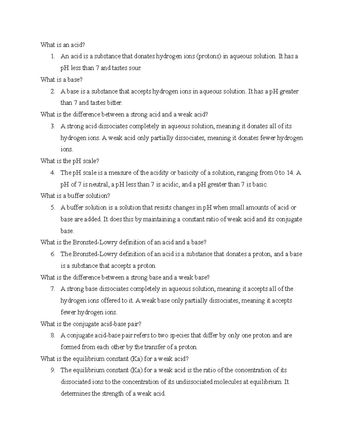 Acid Based Practice Material - What is an acid? 1. An acid is a ...