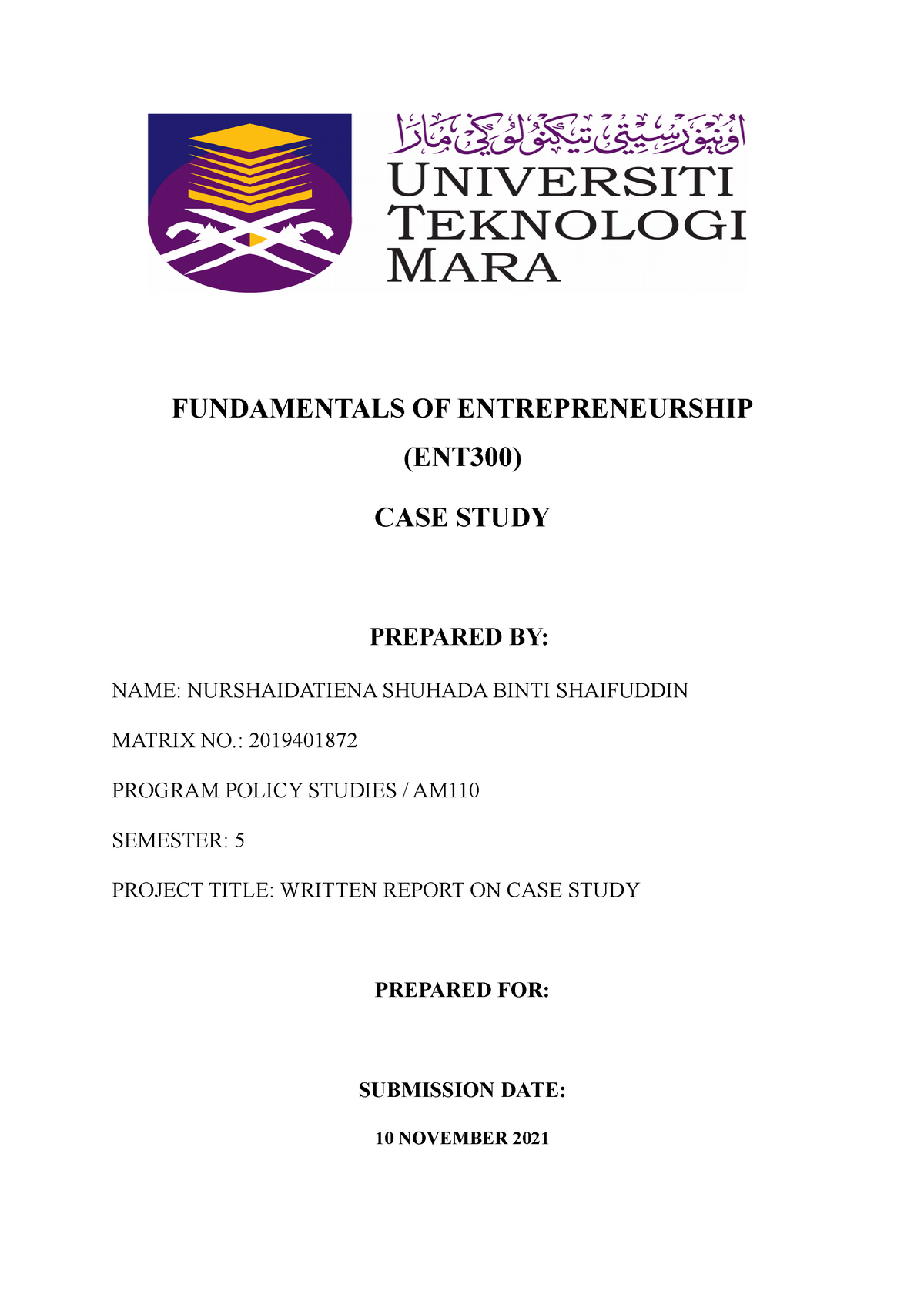 Fundamentals OF Entrepreneurship - FUNDAMENTALS OF ENTREPRENEURSHIP ...