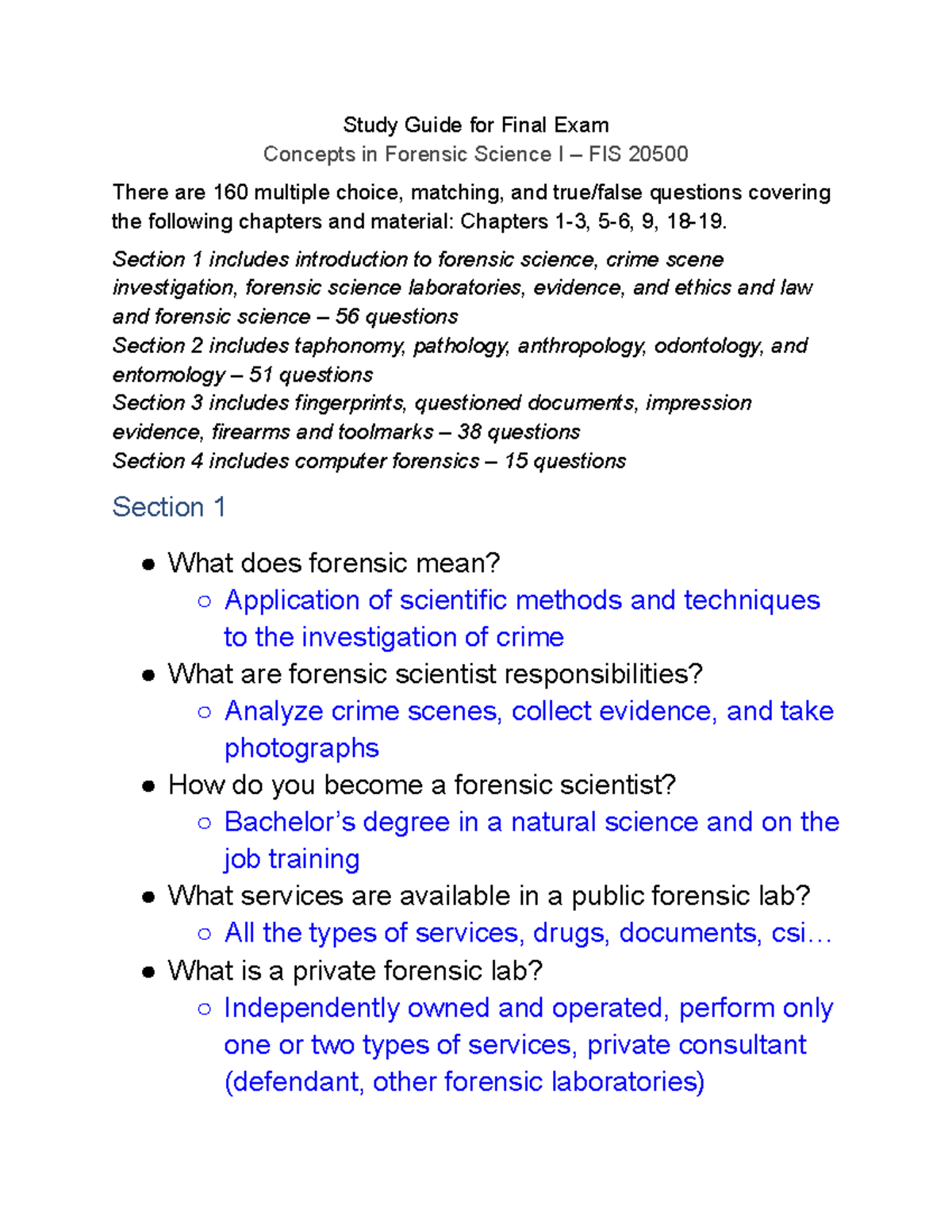 Study Guide for Final Exam FIS - Study Guide for Final Exam Concepts in ...