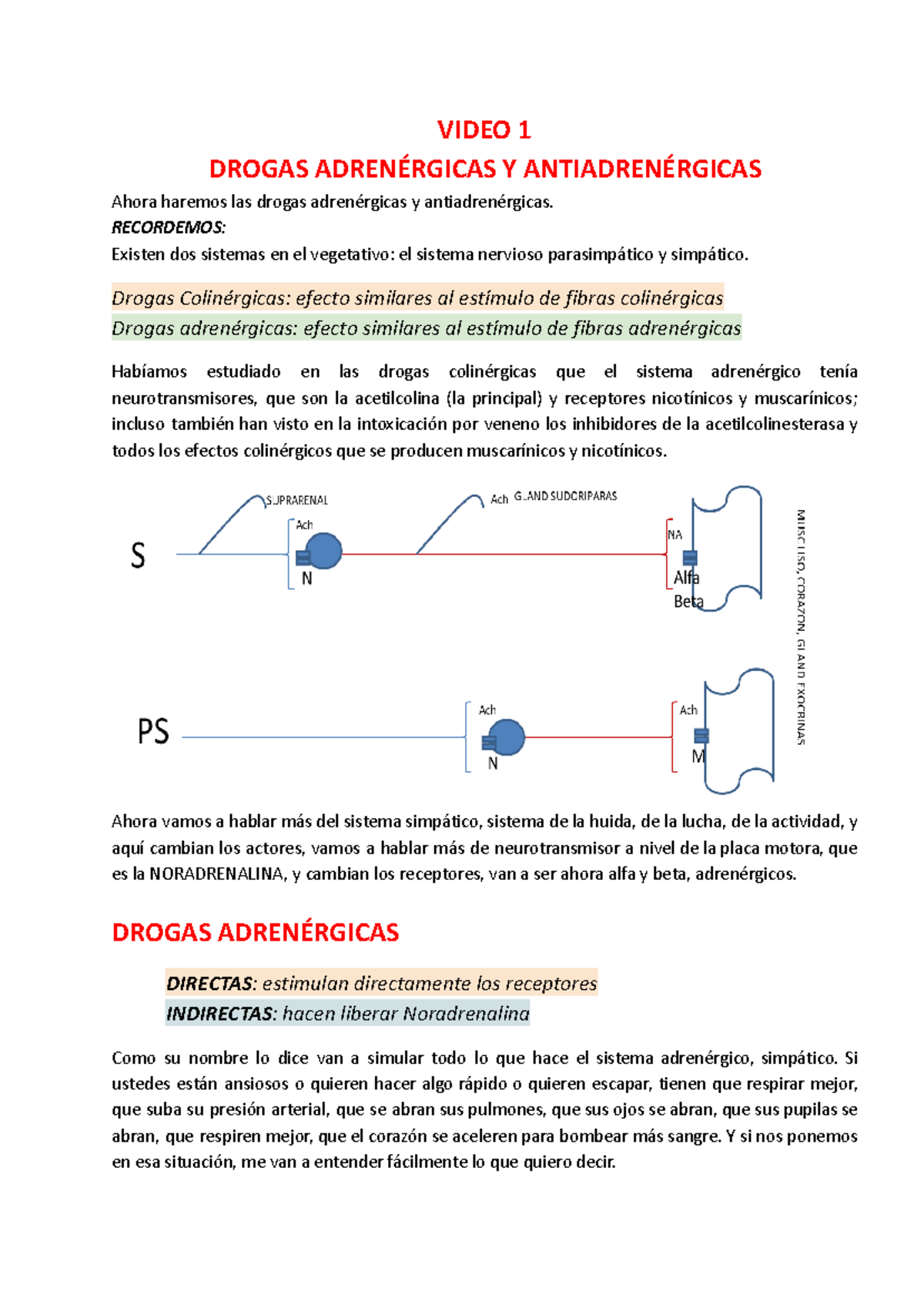 Transcritos farmaco 2da fase - VIDEO 1 DROGAS ADRENÉRGICAS Y ...