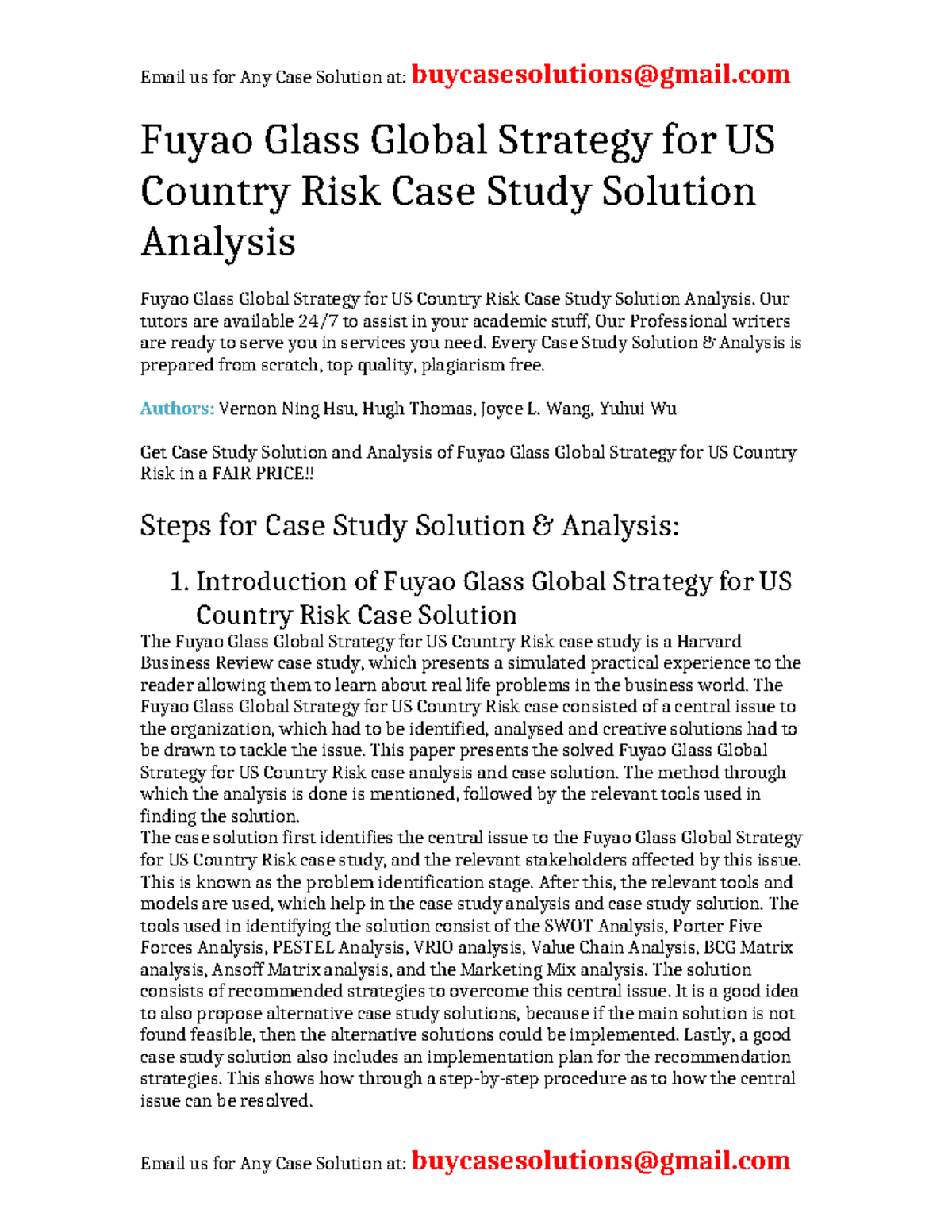 fuyao glass america case study solution