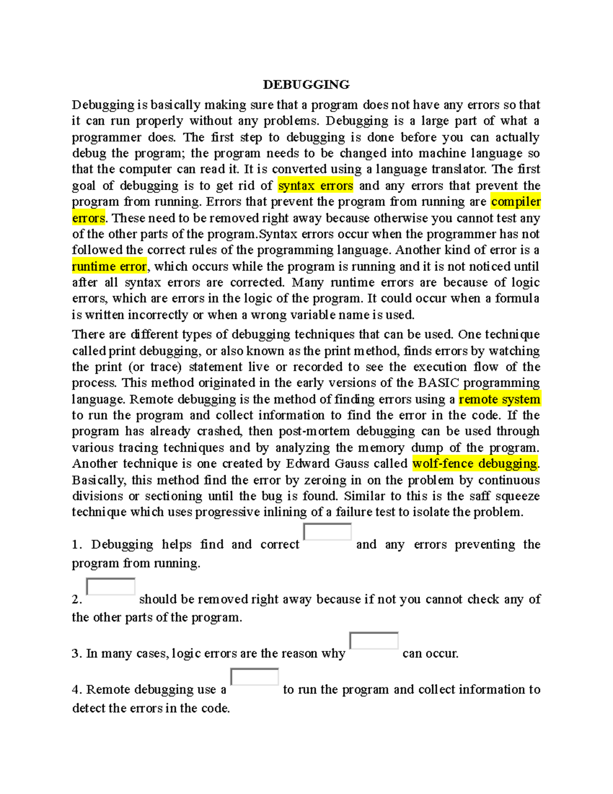 Unit2 - Tiếng Anh CNTT06 - DEBUGGING Debugging Is Basically Making Sure ...