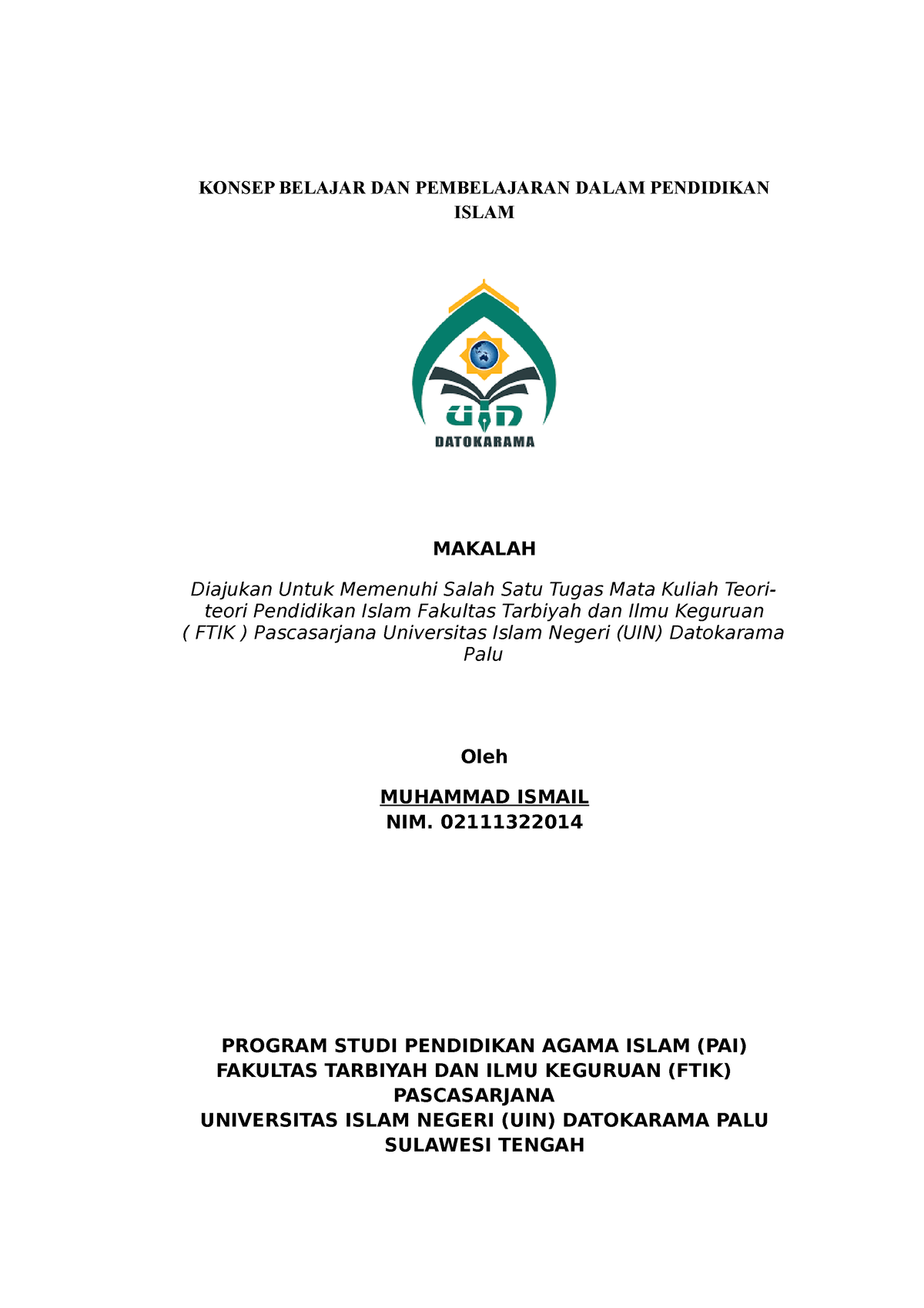 Makalah TPI - KONSEP BELAJAR DAN PEMBELAJARAN DALAM PENDIDIKAN ISLAM ...