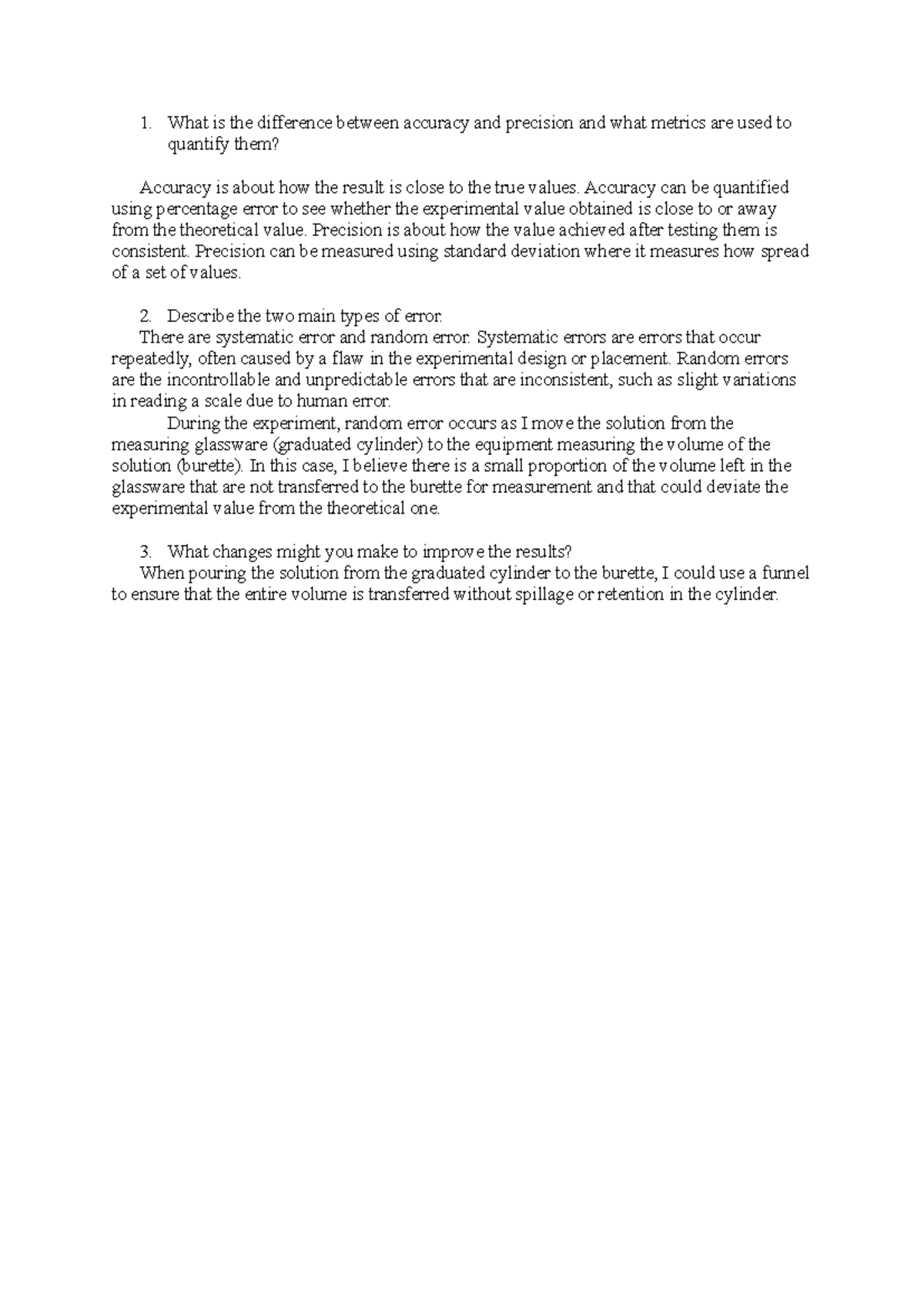 Post Lab Experiment 1 The information is a post lab report of lab 1