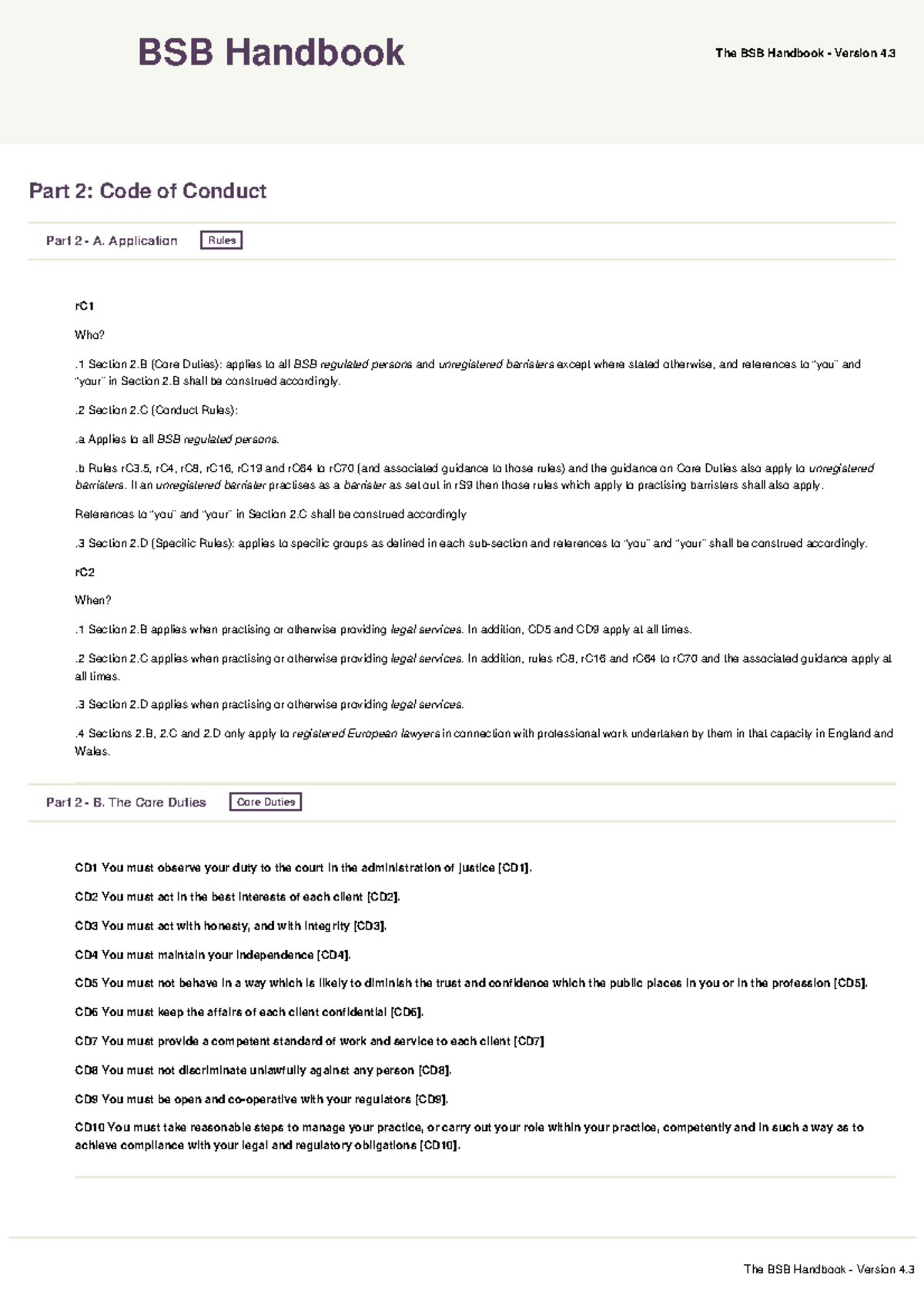 BSB Code of conduct handbook - Part 2: Code of Conduct Part 2 - A ...