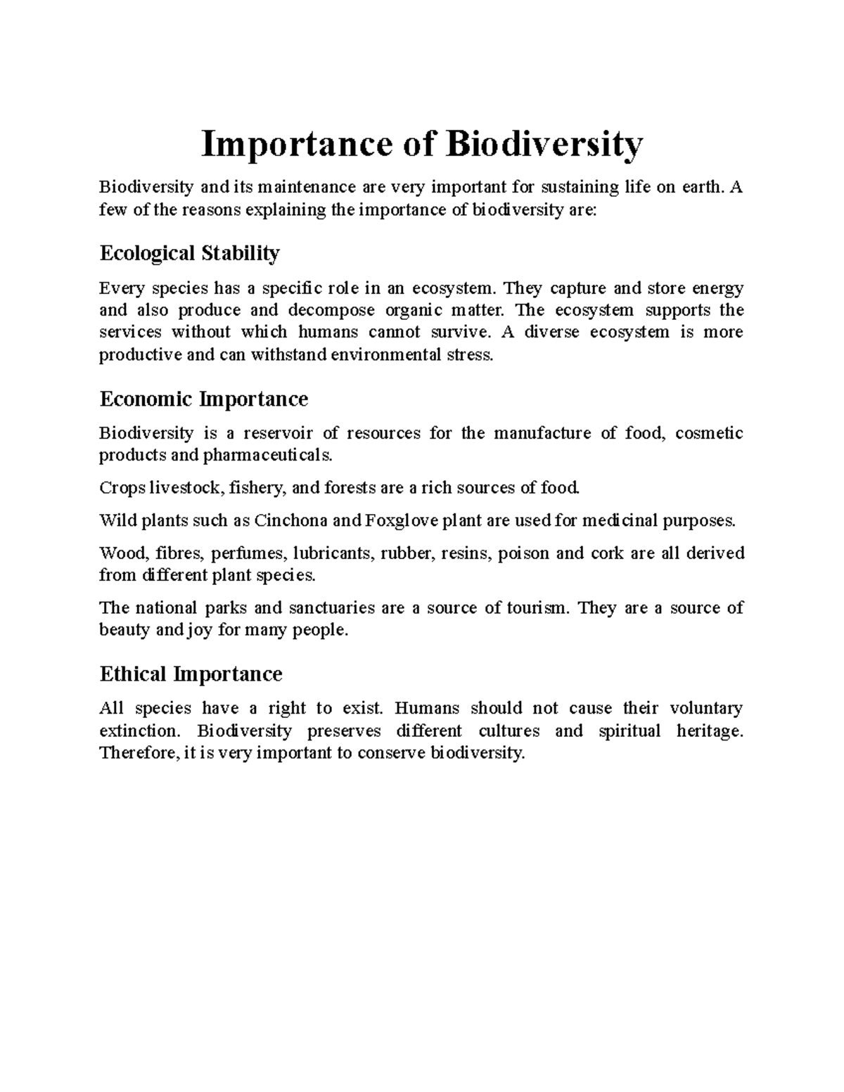 Importance Of Biodiversity - Importance Of Biodiversity Biodiversity ...