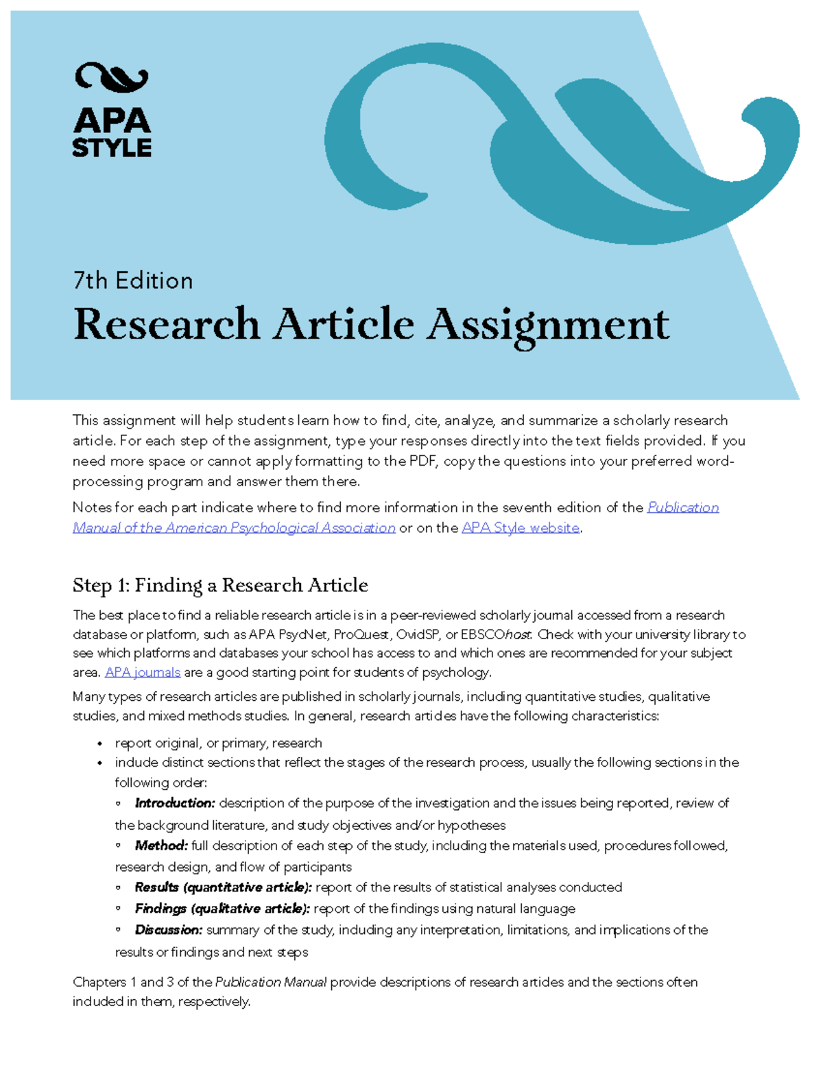 research article assignment