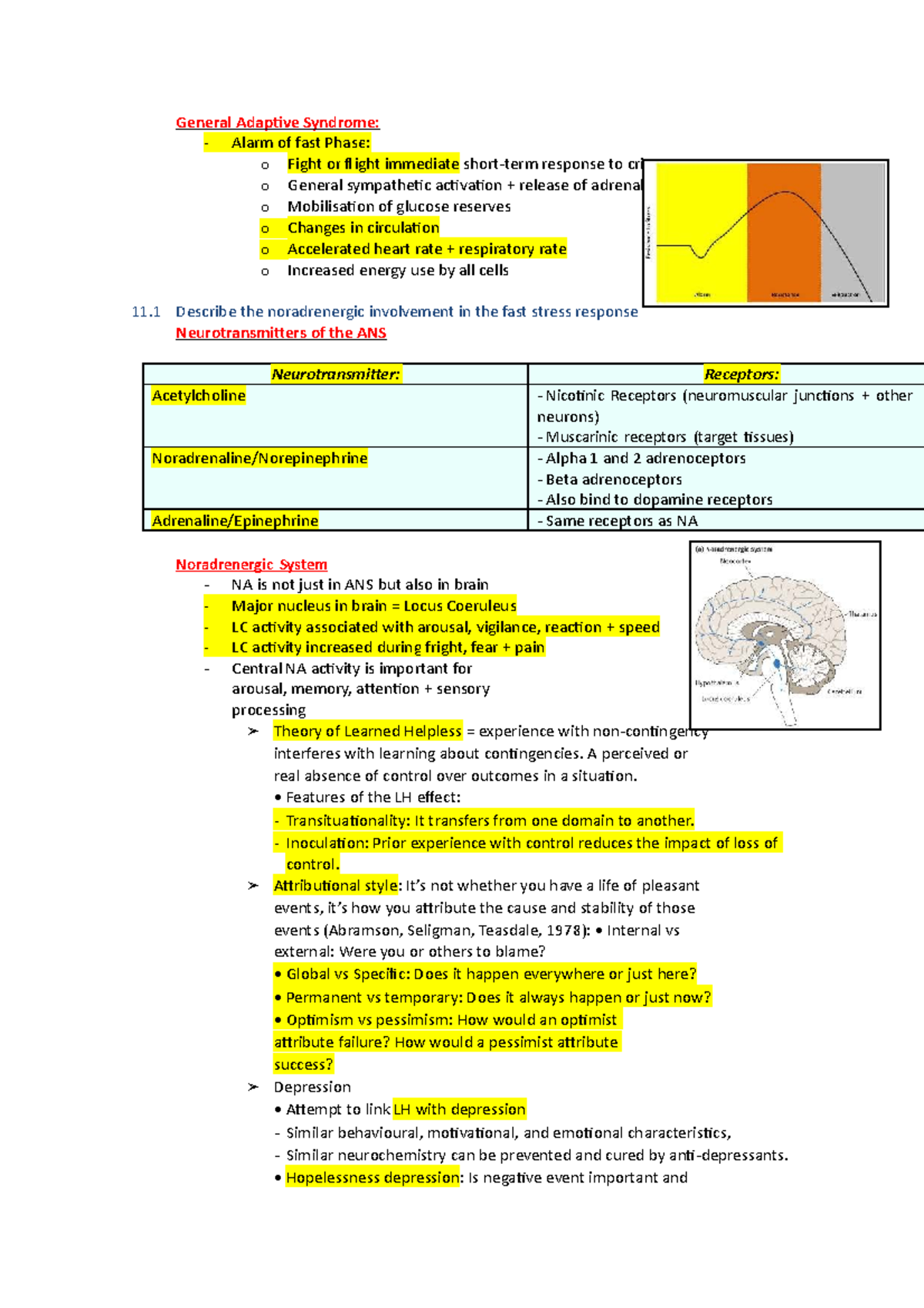 Week 3 - Lecture notes 3 - General Adaptive Syndrome: - Alarm of fast ...
