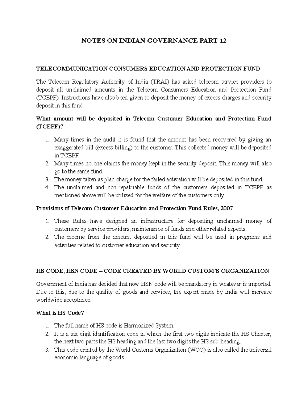 Notes ON Indian Governance PART 12 - NOTES ON INDIAN GOVERNANCE PART 12 ...