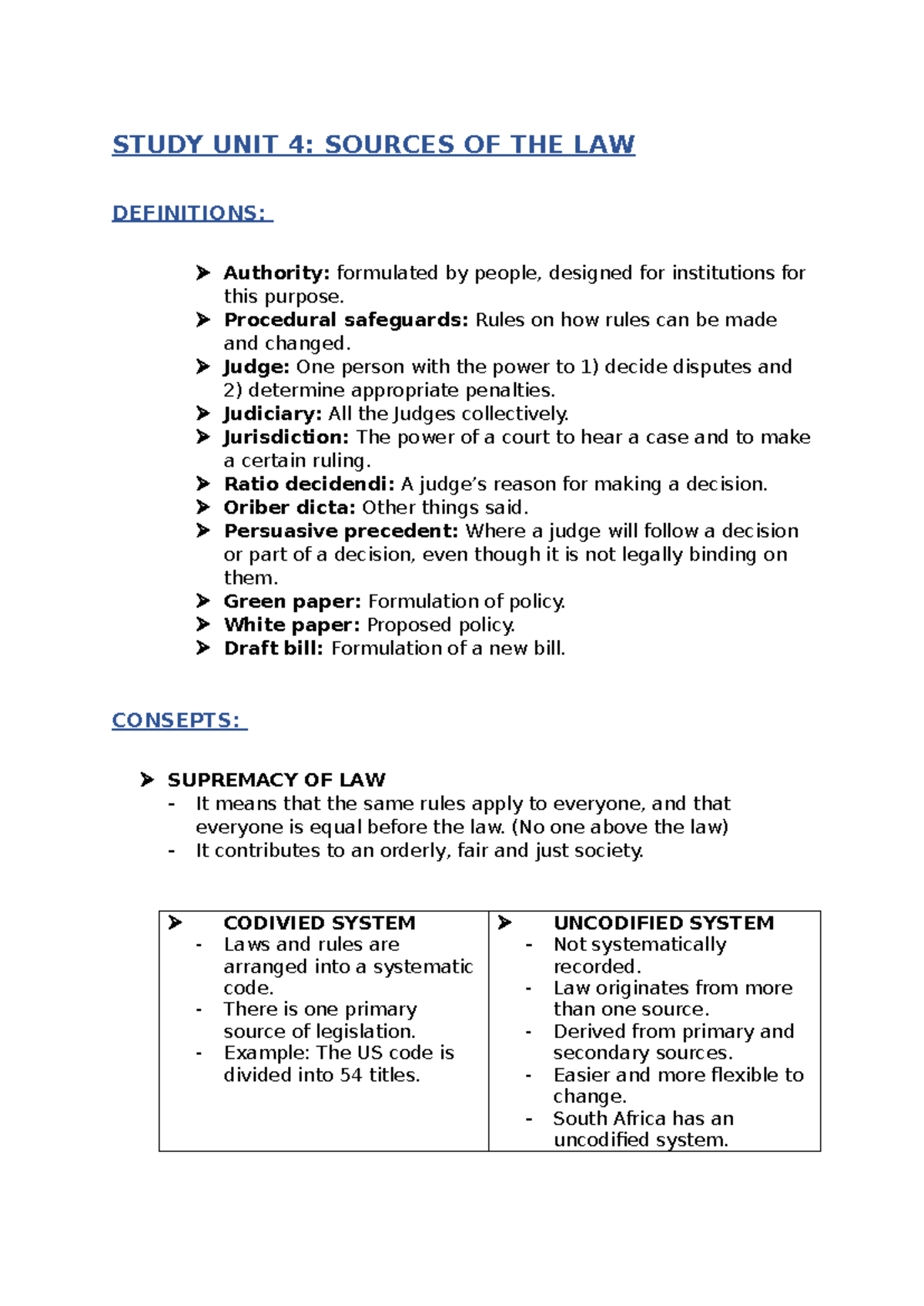 Lance Oosthuizsen summary of study unit 4 for the module IURI 171, in ...
